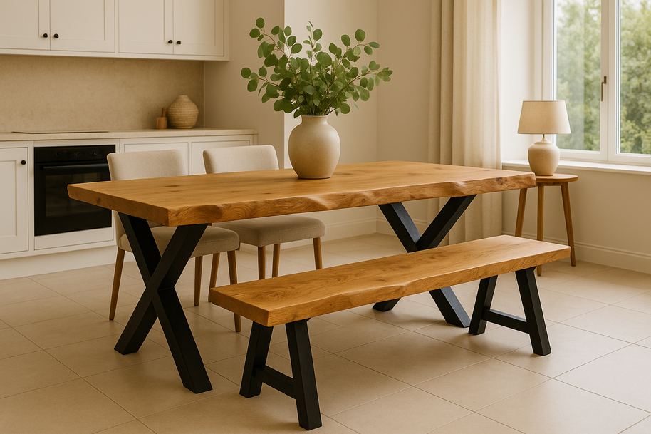 Natural Edge Timber Dining Table - Square Edge