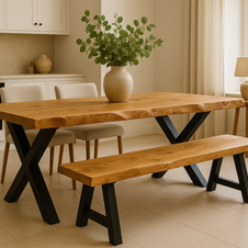 Natural Edge Timber Dining Table - Square Edge