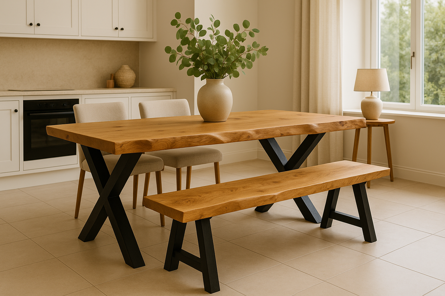 Natural Edge Timber Dining Table - Square Edge