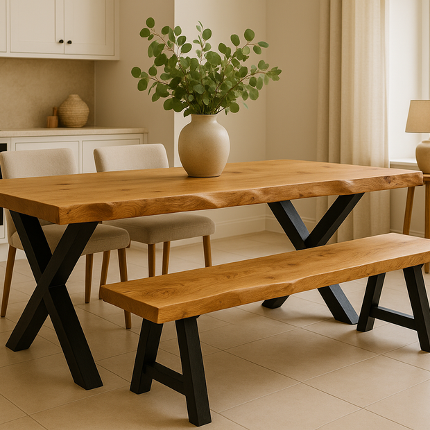 Natural Edge Timber Dining Table - Square Edge