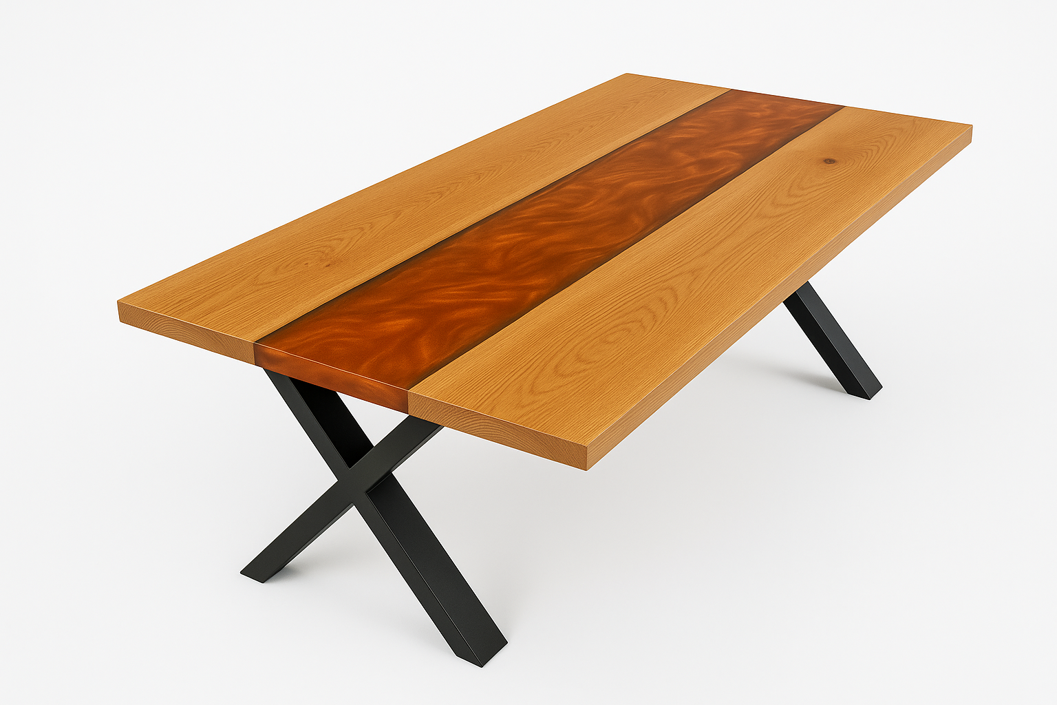 Natural Edge Timber Resin (Copper) River Dining Table - Square Edge