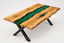 Natural Edge Timber Resin (Emerald) River Dining Table - Live Edge